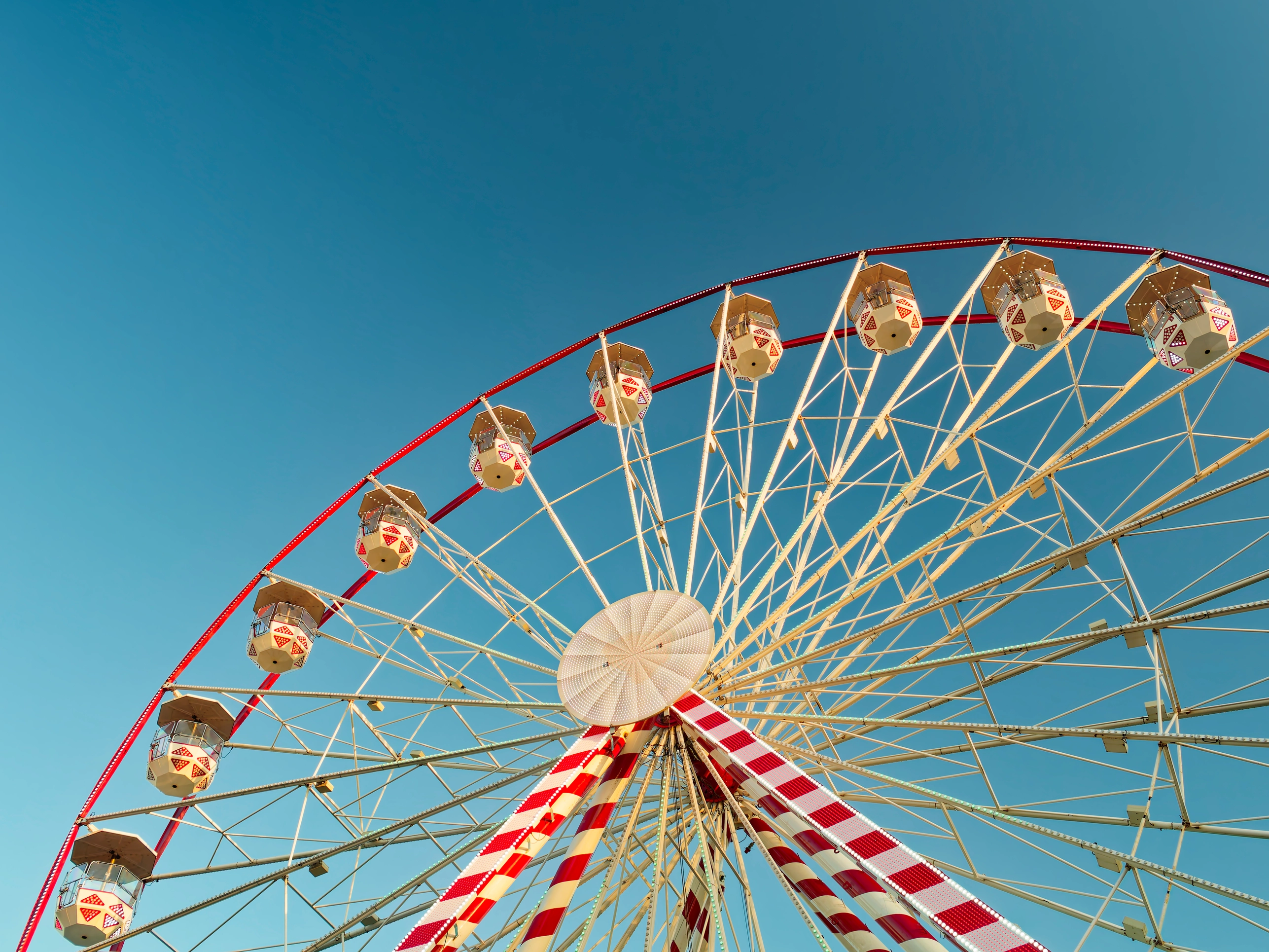 fairground ride in sunset lighting